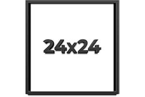 CUSTOMPICTUREFRAMES.COM 24x24 Shadow Box Frame Black | 1 Inch Deep Solid Wood Shadowbox Display Frame | UV Resistant Acrylic Plexiglass, Acid Free Backing, and Hanging Hardware | Dugan Picture Frame Style
