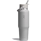 Hydro Flask Travel Water Bottle - Insulated Stainless Steel - Wide Straw Lid, Non Spill, Leakproof in 40 Oz Birch Gray