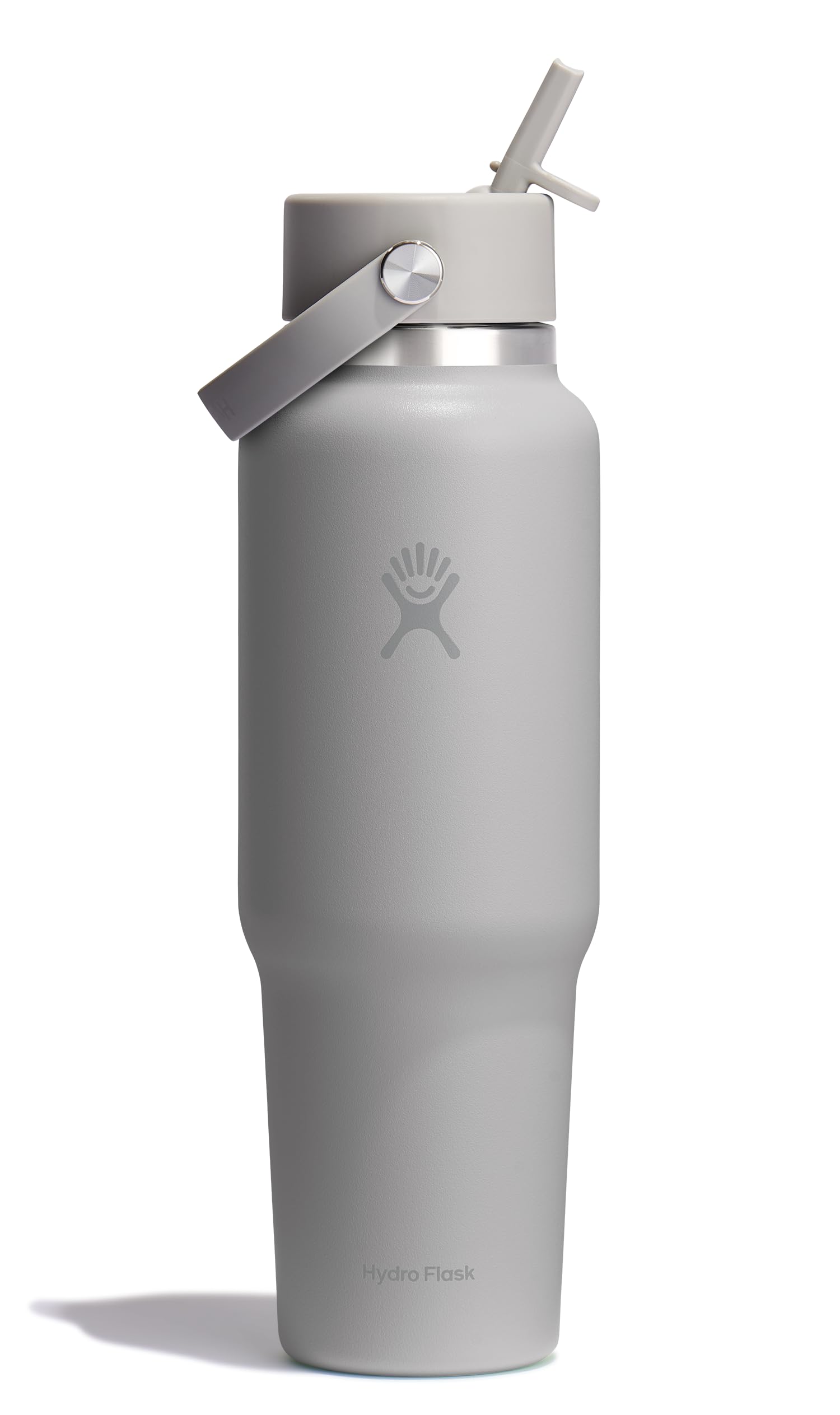 Photo 1 of Hydro Flask Travel Water Bottle - Insulated Stainless Steel - Wide Straw Lid, Non Spill, Leakproof in 40 Oz Birch Gray