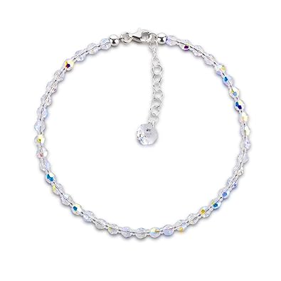 Schöner-SD, Fußkette aus funkelnden Kristallperlen von Swarovski® in der Farbe Crystal Aurora Boreale