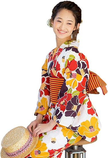 Amazon 京都きもの町 Tlサイズ 浴衣単品 レトロカラー 椿 レトロ パープル レッド イエロー 浴衣 通販