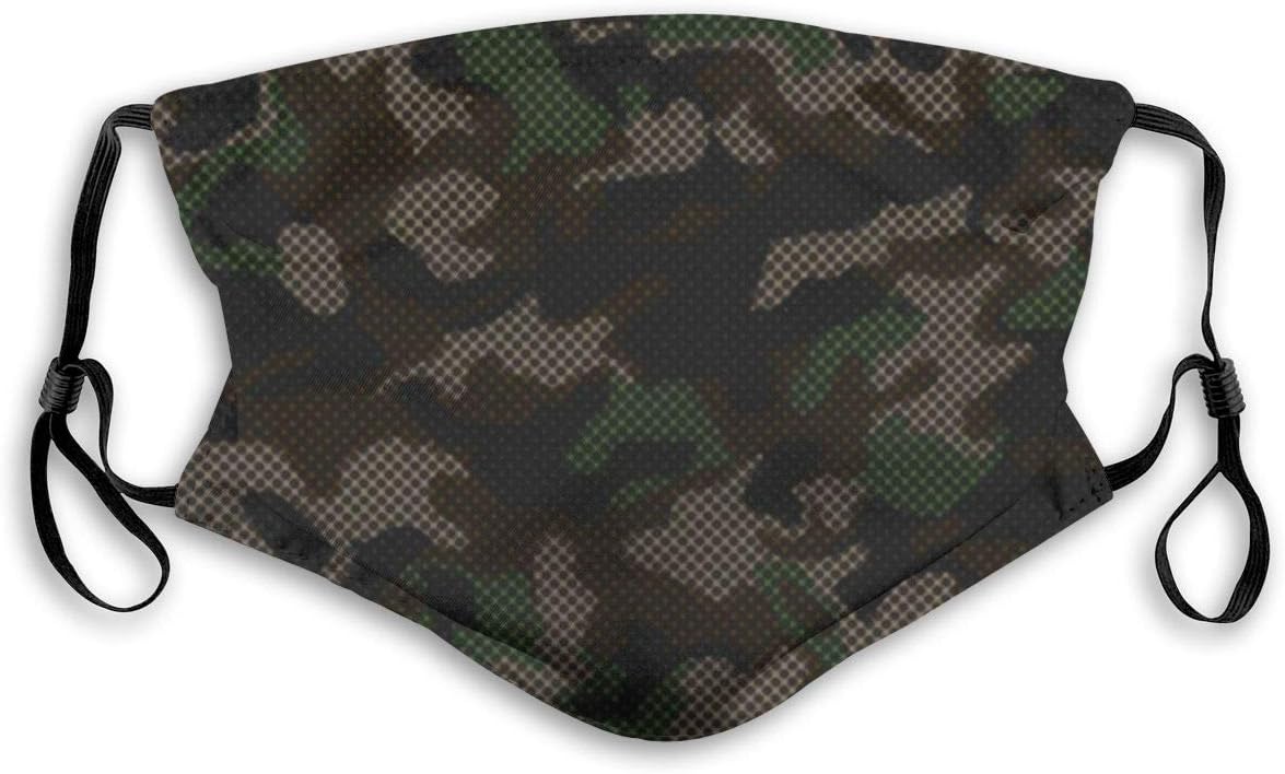 EEcrp Mouth Face CoverGreen Camouflage Dust Reusable and Washable Fashion Cute Adjustable Protection Half Cloth Shields for Pollution,Pollen,Smoke, Running, Personal Health