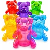 4E's Novelty Inflatable Gummy Bears Huge 24" - Pack of 6 Unique Blow Up Pool Toys for Kids, Candyland Themed Birthday Party Decorations Supplies