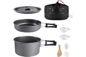 aiGear Camping Cooking Set Cookware Mess Kit with Storage Bag Pot Pan Set Camping Accessories for Outdoor Camping Hiking Picnic Portable and Lightweight Aluminum