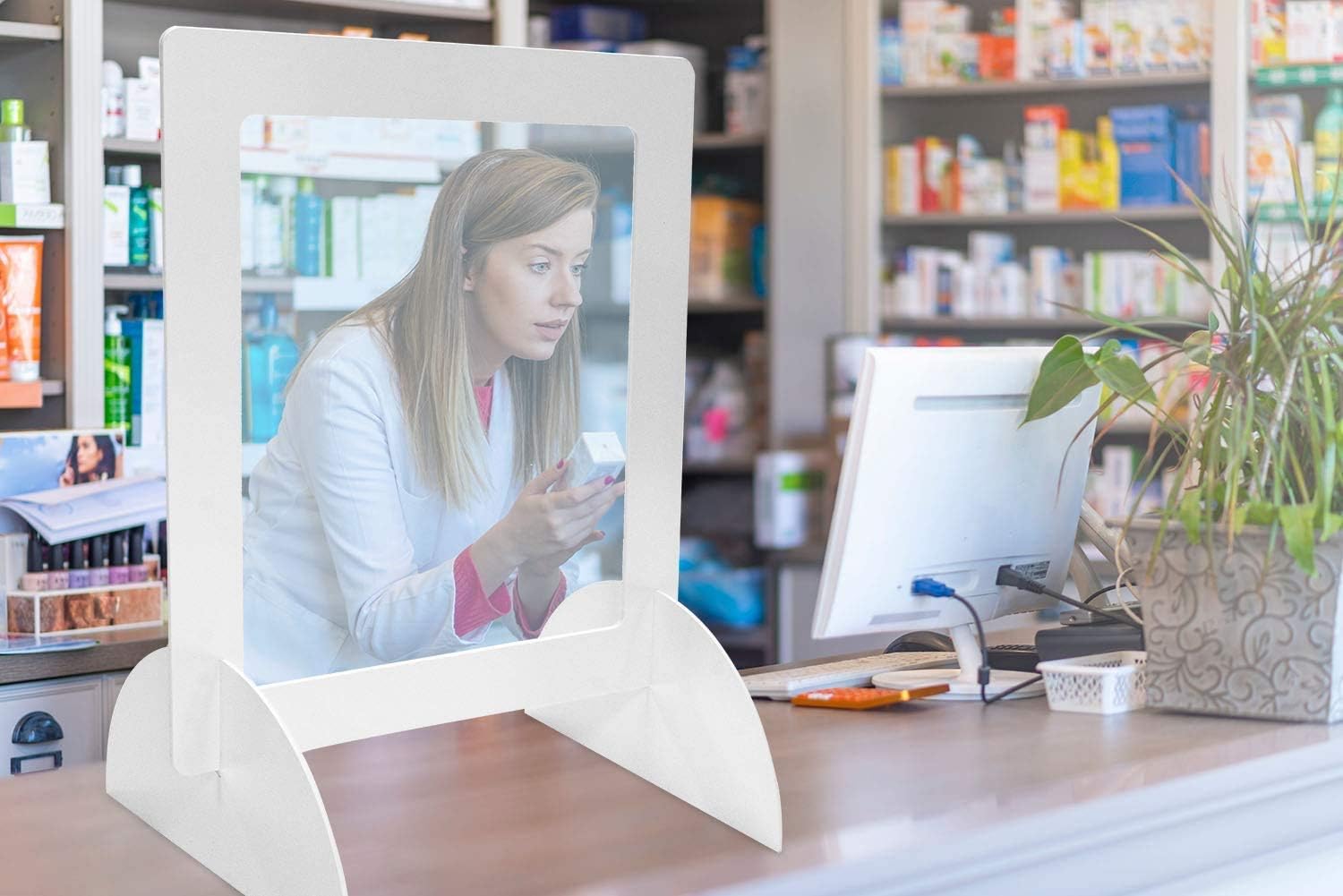 Mampara Protección Mostrador 75x100cm, Cartón Pluma