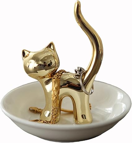 Wayer Chat Porte Bagues Bijoux Bague Porte Presentoir Bijoux Femme Supports De Bague En Cuivre Ceramique Adorable Chat Salle De Bains Plateaux De Bijou Pour Bijoux D Or 10x10 5cm 4x4inch Amazon Fr Cuisine Maison
