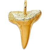 JewelryWeb 14k Solid Yellow Gold Shark Tooth Pendant Necklace 16x15mm Wide Pendant for Women