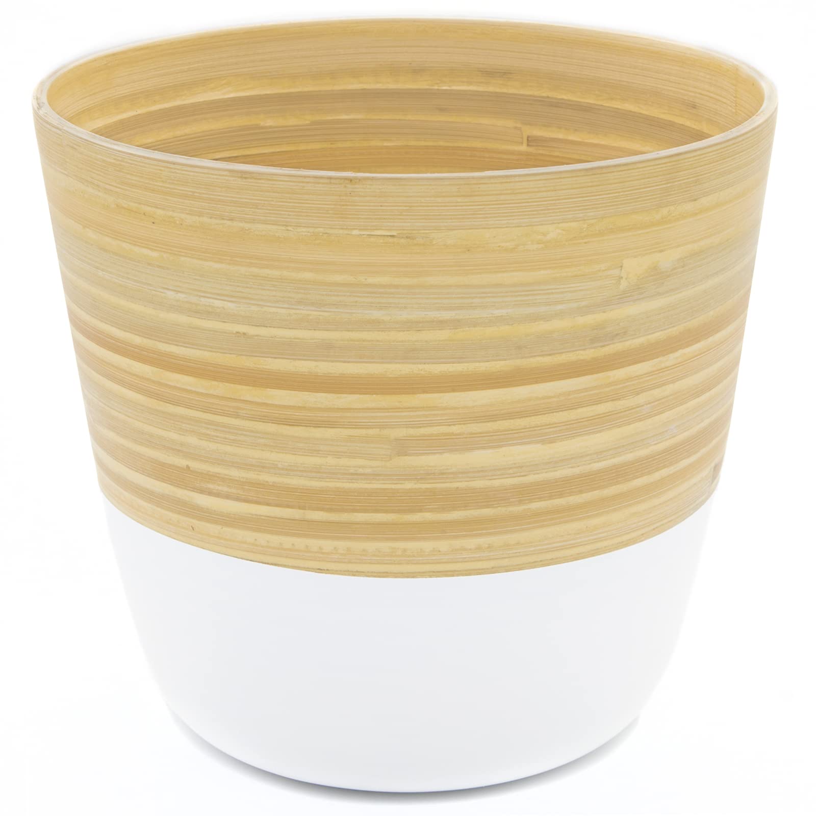 Dehaus® Handmade Bamboo Plant Pot - Medium 17 x 16cm - Decorative Indoor Pots for House Plants, Flowers, Succulents & Herbs - Contemporary Planter, Wooden Planters in Blue, Sage Green, White, & Grey