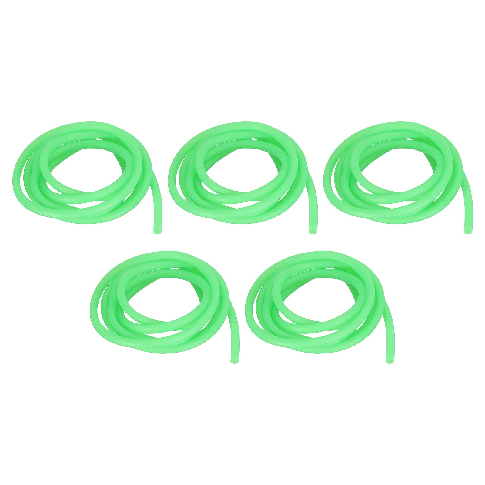 PATIKIL 3mm ID Glow Tube Deep Sea Fishing, 5Pcs 16.4 Ft/5M Soft Silicone Luminous Tube Angling Glow in the Dark Tubing Sleeve Fishing Tool for Fishing Rigs, Green