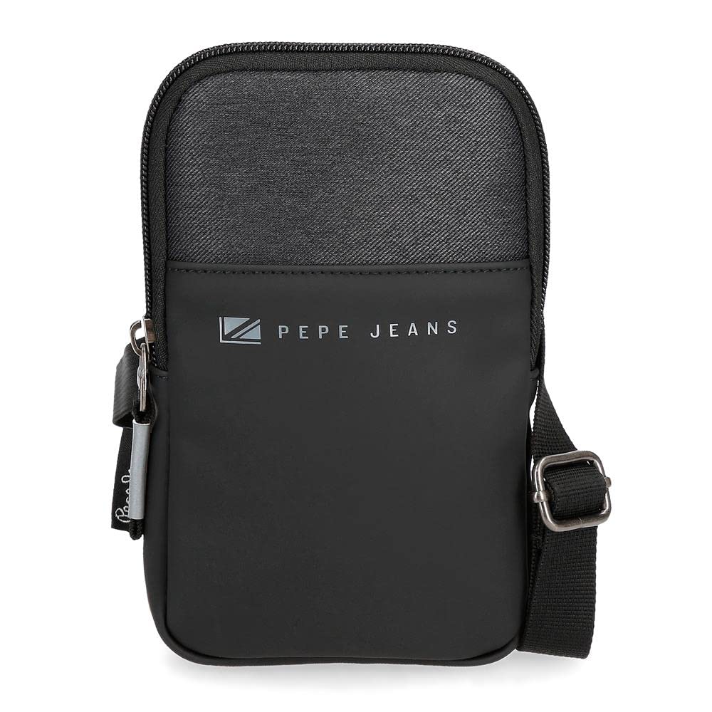 Pepe Jeans Jarvis Mobile Phone Case Black 10.5 x 18 x 2 cm Polyester with Faux Leather Details