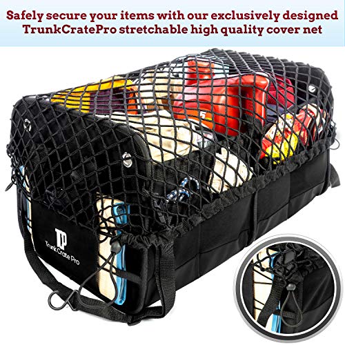TrunkCratePro Premium Multi Compartments Collapsible Portable Trunk Organizer Cover for auto, SUV, Truck, Minivan (Net Cover Only for Sale)