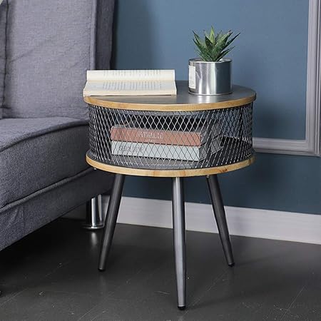 Aj Rotondo In Legno Massello Tavolino Da Caffe Grande Cesto Portaoggetti Soggiorno Divano Camera Da Letto Angolo Del Comodino Balcone Piccolo Tavolo Rotondo Supporto Fiore Semplice Grey Amazon It Casa E Cucina