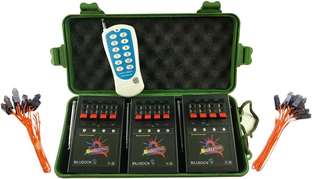 BILUSOCN 12 Cue Wireless Firework Firing Ignition System w/ Remote & 24
