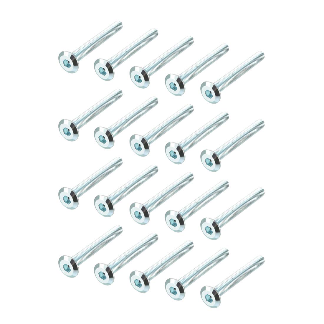 sourcing map M6x50mm Furniture Bolts Hex Socket Screws Fastener Zinc Plated 20pcs