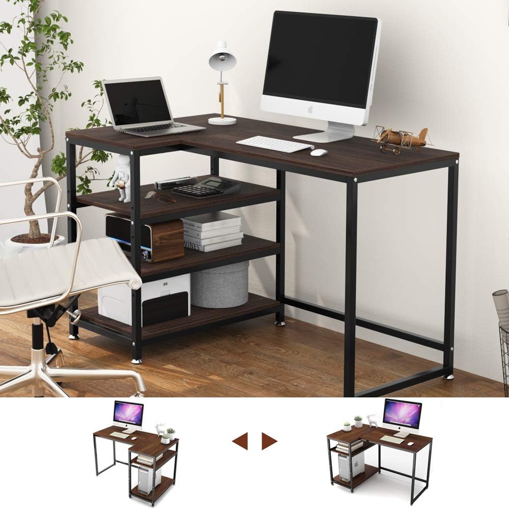 パソコンデスク 幅1cm 70cm L字 収納棚付き 左右入れ替え可能 Dewel コーナーデスク 棚高さ調整可 木製 頑丈 学習デスク ワークデスク 作業机 テレワーク用 オフィス シンプル 省スペース収納 スチール脚 グラつき防止 シンプル 組立簡単 総 Amazon