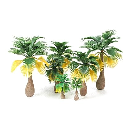 KKmoon 15pcs Miniature Landscape Scenery Layout Model Train Palm Trees Rain Forest Scale 1: 100-1:300