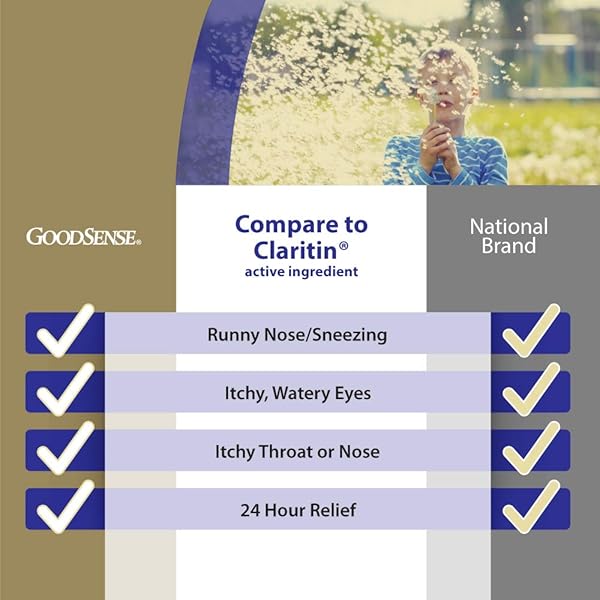 GOODSENSE ALLERGY RELIEF LORATADINE TABLETS 10 MG, ANTIHISTAMINE, ALLERGY MEDICINE FOR 24 HOUR ALLERGY RELIEF, 365 COUNT