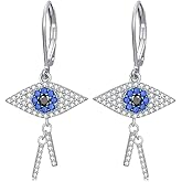 PEIMKO Evil Eye Earrings 925 Sterling Silver Turkish Evil Eyes Earrings Lucky Protection Devil Amulet Gifts for Women