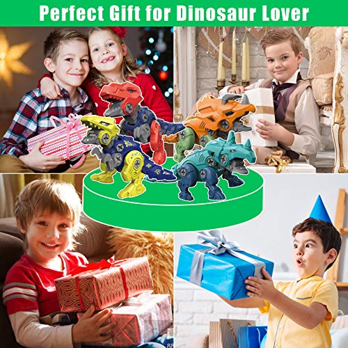 Rtudan Take Apart Dinosaur Toys for Kids-4 Pack Easter Large Dino Eggs Construction Engineering Play Kit Toys for 3 4 5 6 7 Year Old Boys