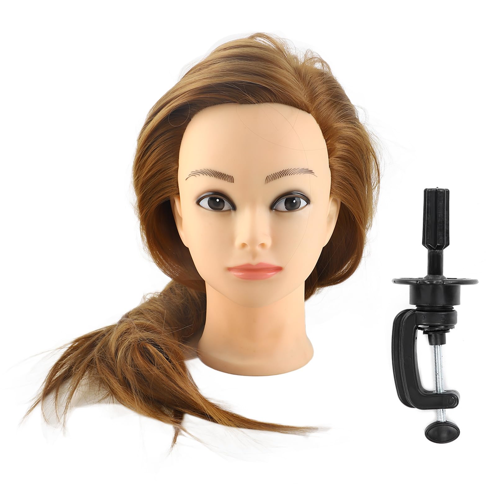 Practice Mannequin Head with Hair, Selected High Temperature Fiber Hairdresser Training Head Hairdresser Mannequin Head Suitable for Cutting Weaving Designing Dyeing, 65cm Length