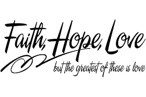 MOVANKRO Faith Hope Love but The Greatest of These is Love - 1 Corinthians 13:13 Christian Quotes Religious Décor Inspiring Home Decoration Sticker Pure Black Vinyl Wall Decal