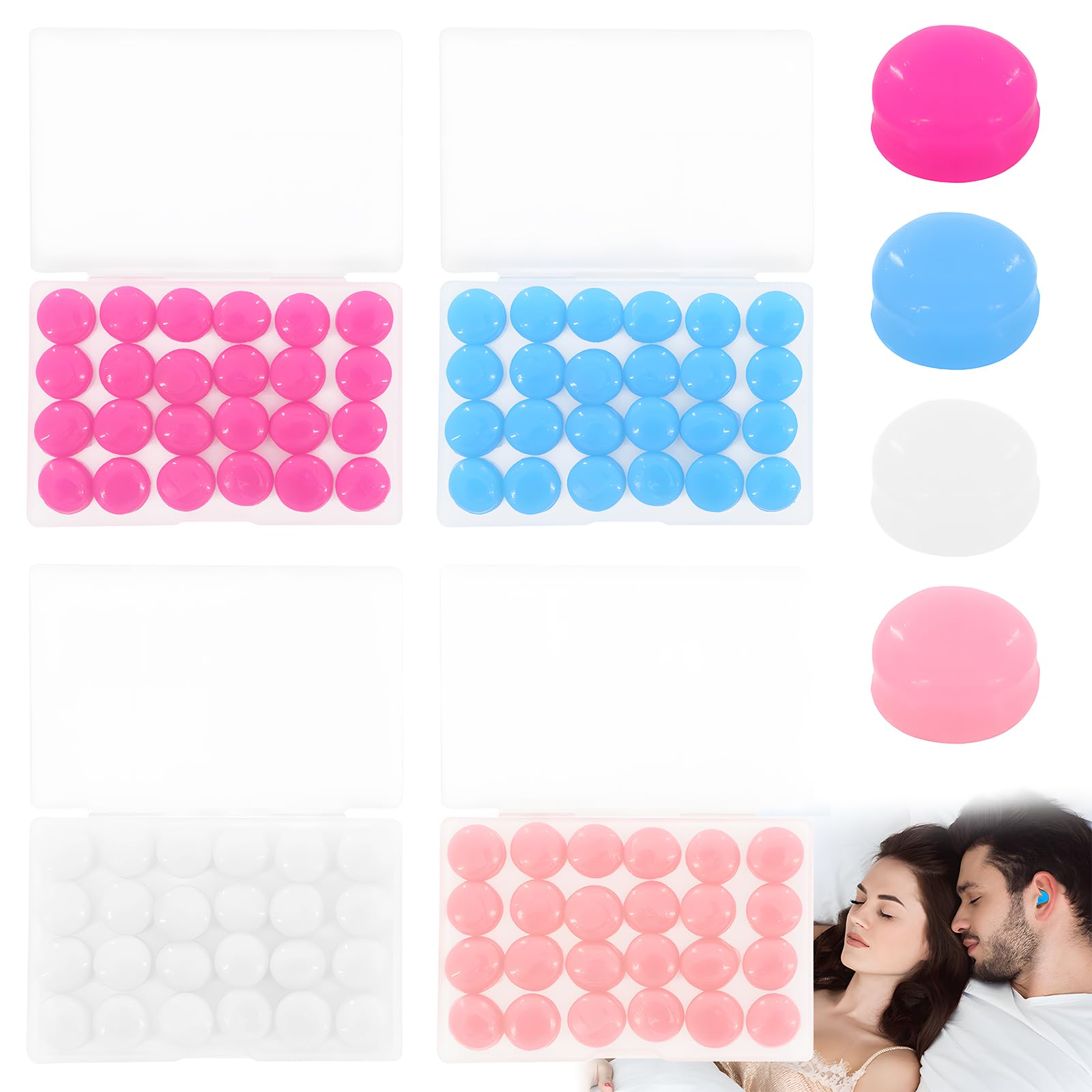 Photo 1 of 96 Pieces Silicone Ear Plugs for Sleeping, Silicone Earplugs Set, Wax Ear Plugs, Suitable for Swimming, Traveling, Snoring, Concerts, Business Trips, Noise Reduction, Waterproof and Reusable