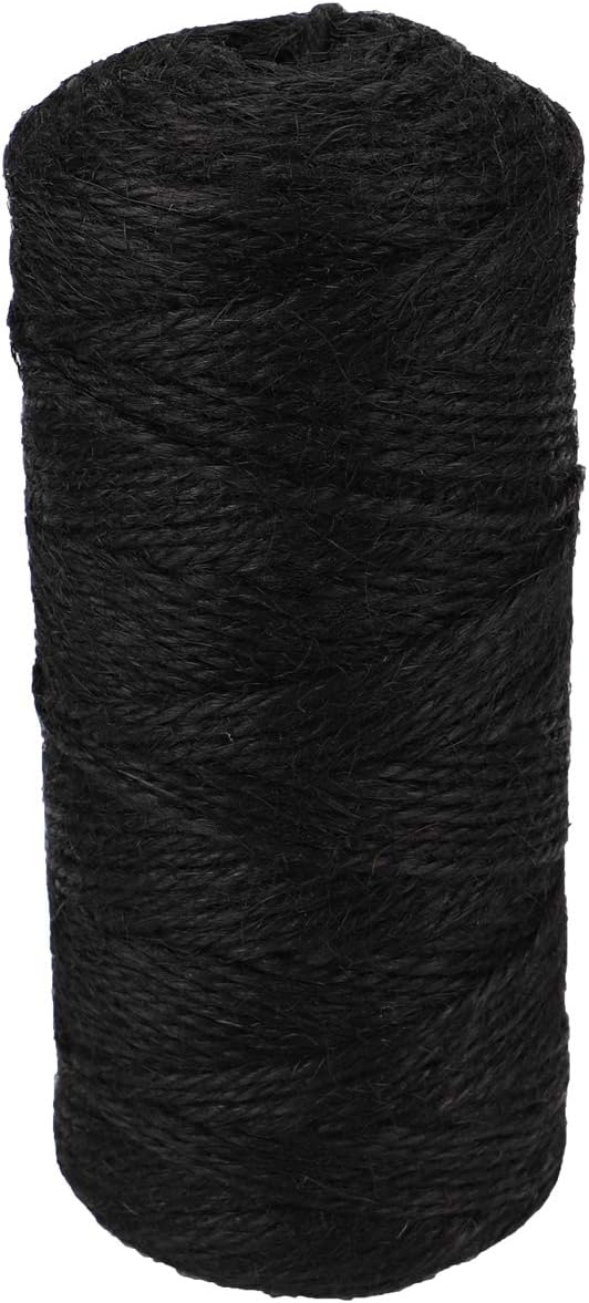 McFanBe 328 Feet Natural Jute Rope Twine 2mm Colored String Cord for DIY Arts Crafts Gardening Bundling Gifts Decoration (Black-1pcs)