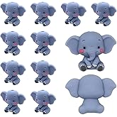 YOKUSHI 12 Pcs 3D Elephant Silicone Focal Beads for Pens Bulk, Cute Loose Rubber Cartoon Animal Shaped Bead for Beadable Beaded Pen Keychain Making