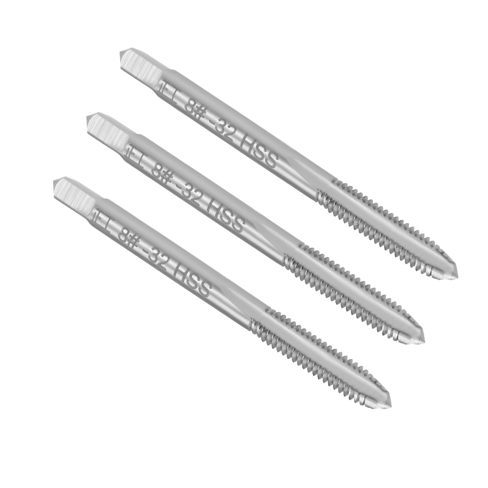 Boxonly Machine Tap 8-32 UNC, for Drilling Machines, Tapping Machines, CNC and Milling Machines, 2B Class 3 Flutes High Speed Steel Screw Threading Milling Tap Machinist Repair DIY Tool 3pcs