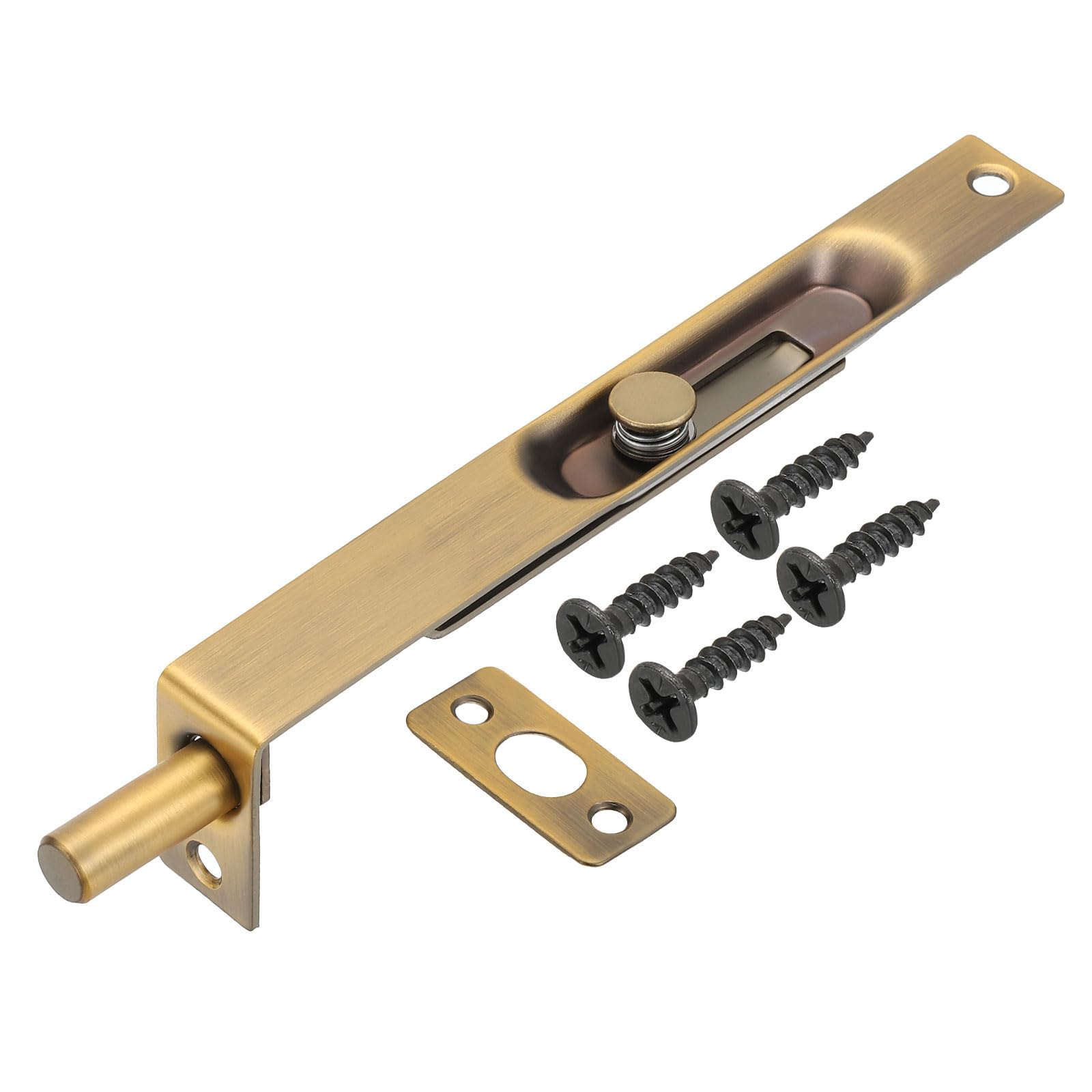 PATIKIL Flush Bolt 6" x 0.71", Stainless Steel French Door Lock Concealed Slide Double Door Latch for Wood Composite Double Door, Yellow Bronze