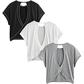 RoseSeek Women's 3 Packs Open Back Tops T Shirt Criss Cross Cut Out Tee Short Sleeve Crewneck Summer Backless Tops