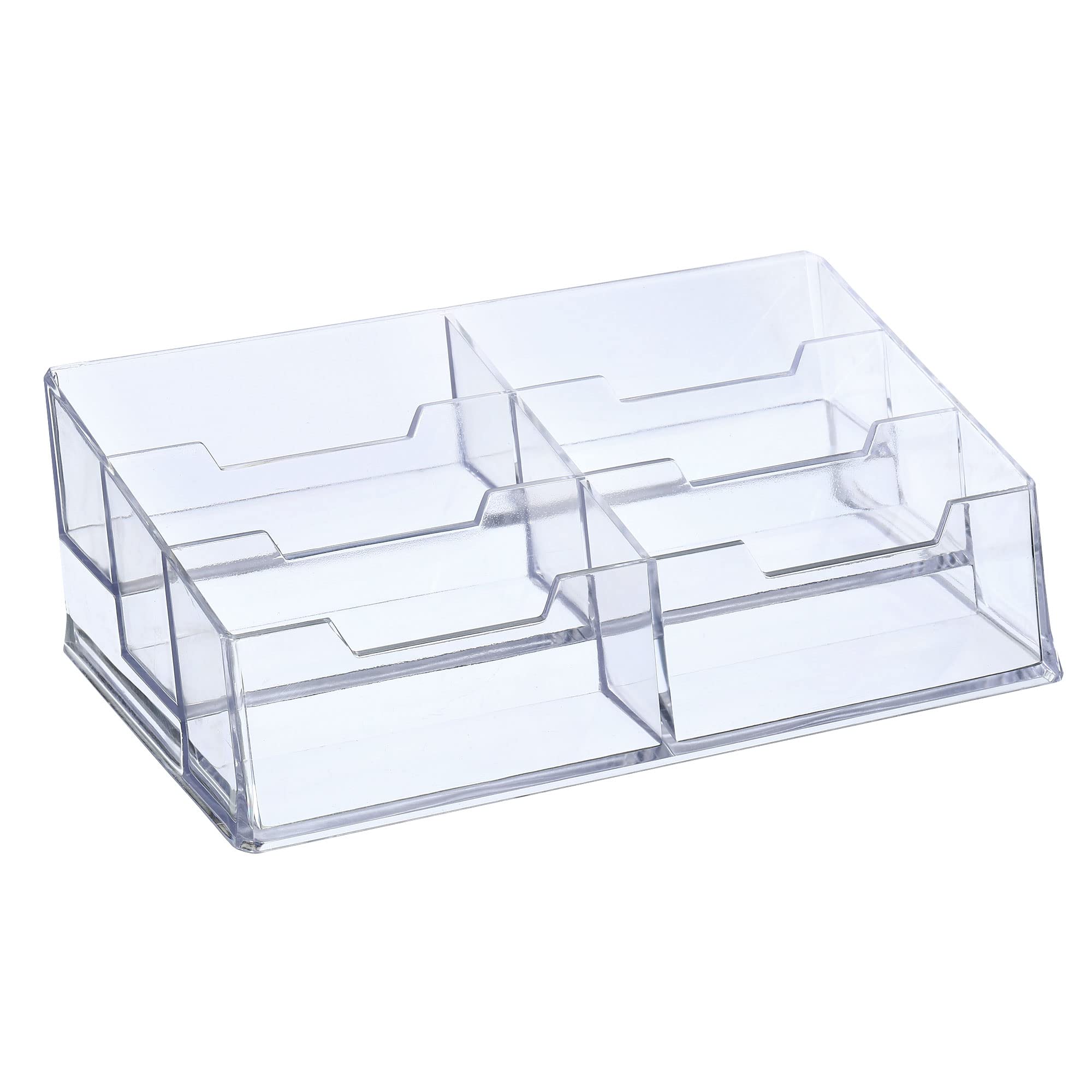 PATIKIL Business Card Holder, Plastic 6 Slots Desktop Name Cards Display Stand for Office Desk, Clear