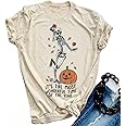Halloween Pumpkin Shirts Women Fall T-Shirts Cute Autumn Graphic Tees Thanksgiving Tops