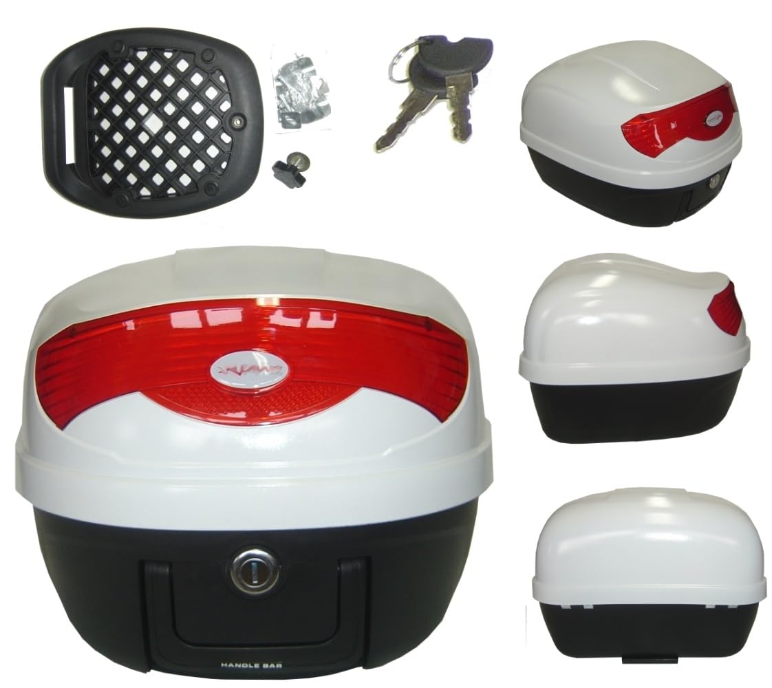 A-pro Luggage Case, Motorcycle Top Case, Universal, 2x Keys, White, 29 l, 3.5 kg.