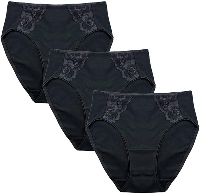 FEM Women's Cotton Panties Ladies Cotton Underwear with Lace Insert 2