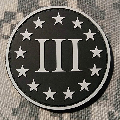 Three Percenter Round PVC Rubber Morale Patch by NEO Tactical Gear - 3 Percent Morale Patch - Military Morale Patch Hook Backed (SWAT)