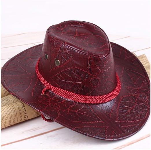 Amazon Co Jp ファッション 人格カウボーイハット 春と夏男性女性帽子アメリカ風グレートウエスタンカウボーイハットレザーナイトハット屋外キャップバイザー通気性帽子 男性の女性のための 色 赤 サイズ 56 59cm ホーム キッチン