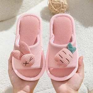 Cartoon Kids Slippers Soft Linen Household Parenting Boy Girls Indoor Slippers Non-Skid Fish Mouth Floor Slippers for Childre