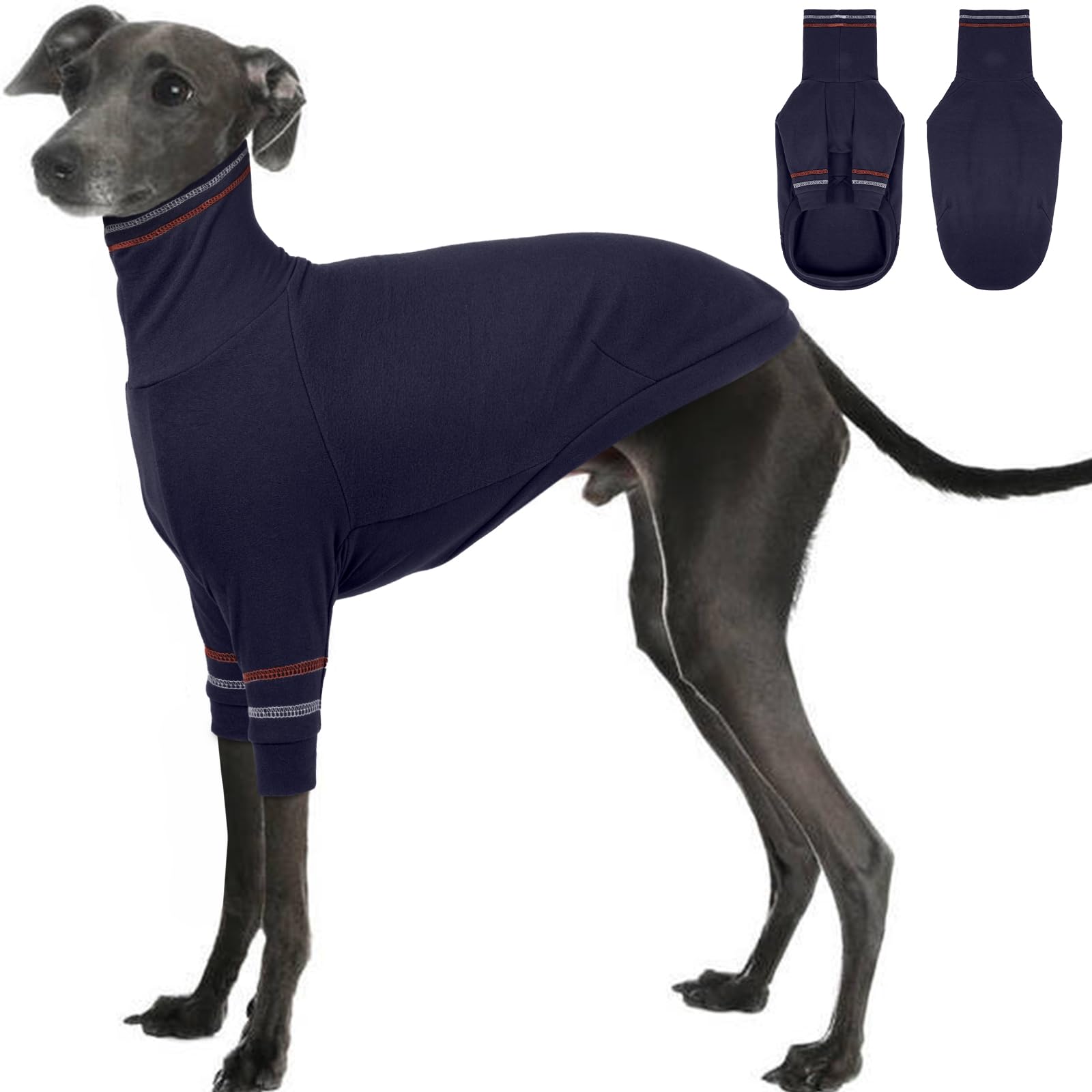 OUOBOB Greyhound Dog Sweater, Italian Greyhound & Whippet Pullover Turtleneck Stretchy Knit Sweatshirt, Medium Dog Thermal Clothes Pajamas for Cold Weather