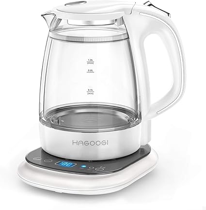 Amazon Hagoogi 電気ケトル ガラス ケトル 1 0l 二重構造 火傷防止 温度設定 空焚き防止 24時間の保温機能 湯沸かしケトル ホワイト Hagoogi 電気ケトル