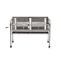  Spießgrill 2-flammig Edelstahl silber XXL Skewer Grill Garten ✔ Lenkrollen mit Bremse ✔ eckig ✔ rollbar ✔ stehend grillen ✔ Grillen mit Gas ✔ mit Rädern 