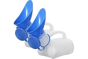 CAREFUNY 2 Pack Female Urinal Spill Proof - Portable Pee Funnel for Women 32 Oz | Sturdy Urination Device with Lid for Emergency Urinalysis, Travel, Car & Camping, White