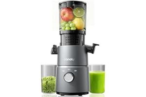 Canoly C03 Cold Press Juicer, 4.5" Wide Feed Chute Juicer Machine with 350W AC Motor, Fit Whole Vegetables & Fruits, 2-in-1 S