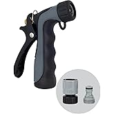 Melnor 65144AMZ Hot Water Hose Nozzle with Adjustable Spray Pattern, Metal Core, Insulated Grip, 160&deg;F Rated, High Pressure Spray, Quick Connect Bundle, Black, Gray