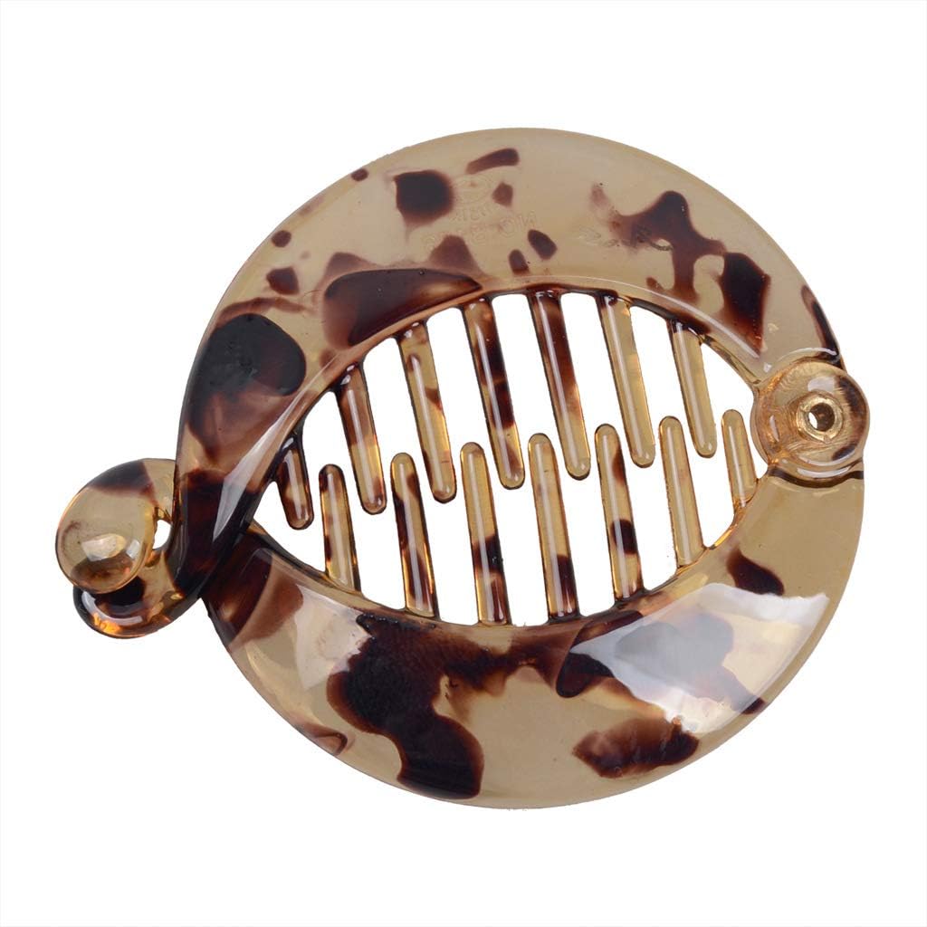 Fodattm 4 PCS French Small Banana Hair Clip Hair Comb Round Ponytail Holder Hair Claw Fashion Interlocking Banana Combs Flat Shark Hair Clincher (Style C#) - Image 3