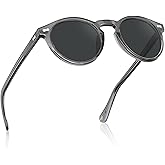 CARFIA Retro Polarized Sunglasses for Men UV400 Protection Handmade Acetate Round Frame CA5288L