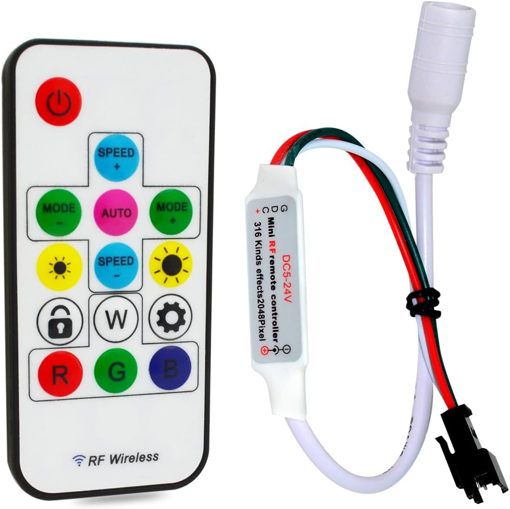 WS2812 Strip Light Remote 14 Keys 300 Color Modes SP103E RF Remote Dimmer for DC 5V-24V WS2812B Magic Dream Color LED Light Strips