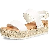 Athlefit Women's Espadrilles Sandals Ankle Strap Buckle Wedge Sandal Open Toe Studded Platform Sandals