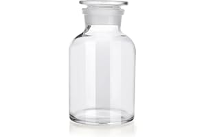 Kestun Lab Borosilicate Glass Reagent Bottle,Wide Mouth Glass Storage Bottle with Ground Stopper (Clear, 1000ML)
