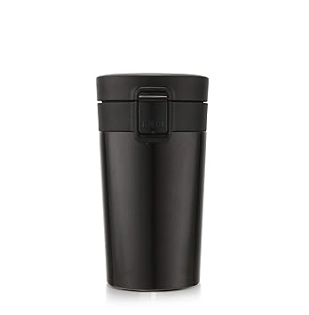 MENZY Urban Highs Sports & Travel Vacuum Insulated Hot Tea Coffee and Cold Drinks Juice Mugs with Lid (300 ml, Black)